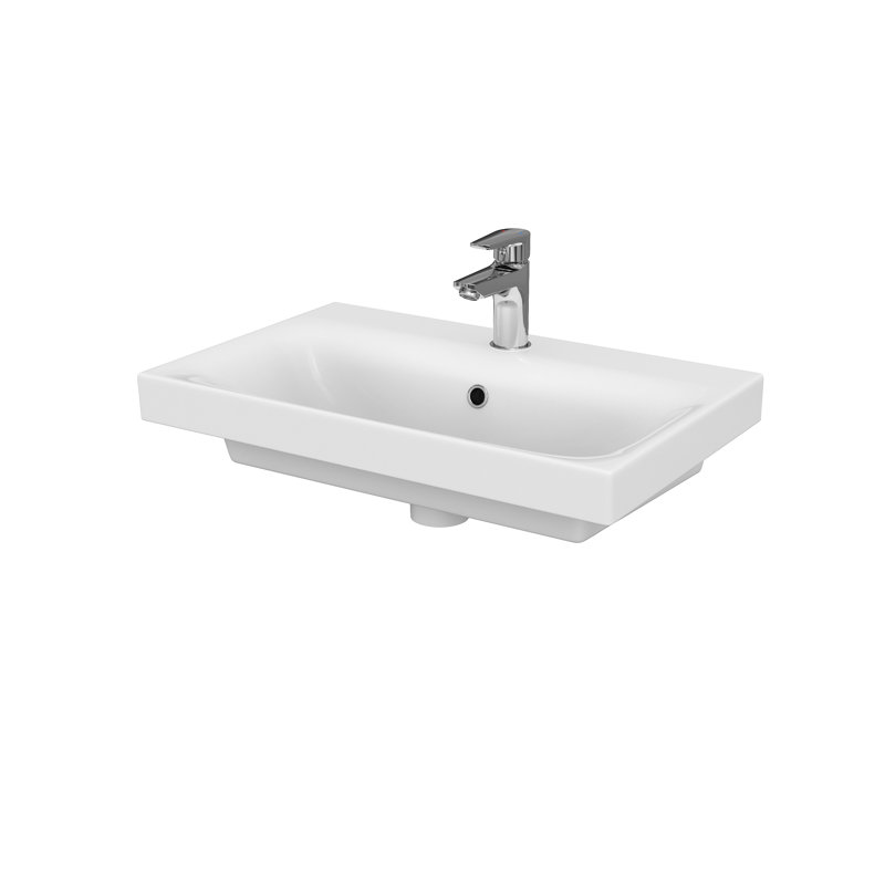 Cersanit Moduo White Ceramic Rectangular Sink with Overflow, 17cm H x 60cm W x 38cm D