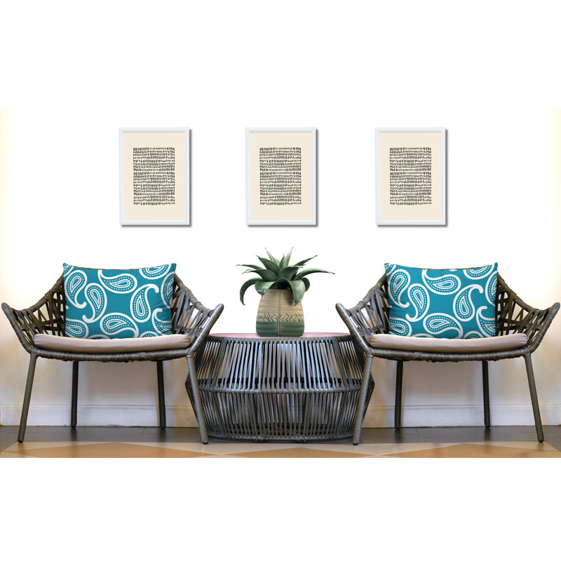 Paisley Outdoor Reversible Throw Pillow, Turquoise