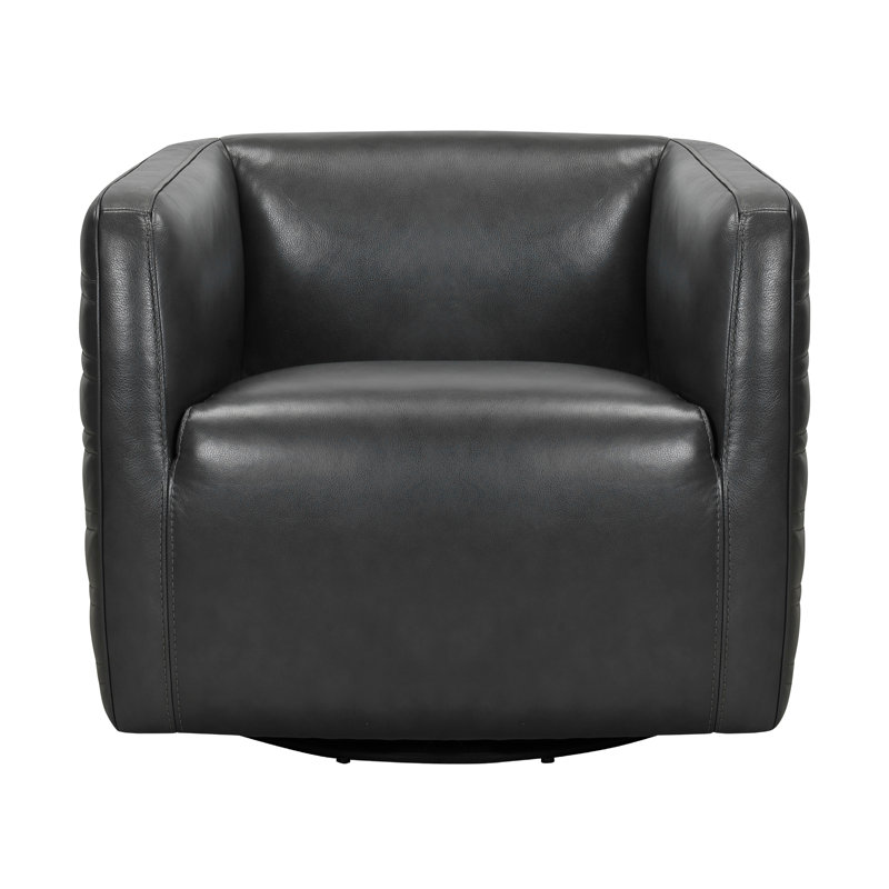 Fauteuil demi-tonneau Batsheva, Cuir véritable noir