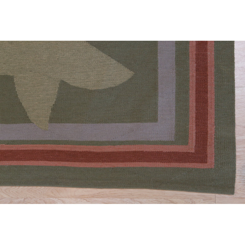 Tapis intérieur jaune élégant et durable en laine tissée à plat à la main Patchwork