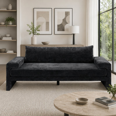 Canapé surdimensionné en chenille 3 places avec accoudoirs larges et coussins épais