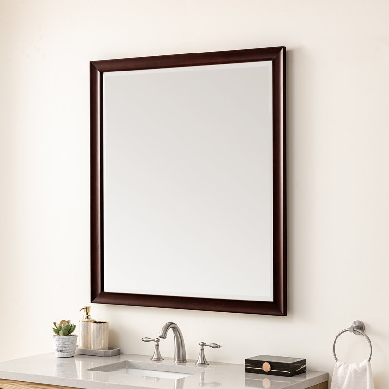 Glenbrooke Solid Wood Wall Mirror, Burnished Mahogany, 40" x 36"