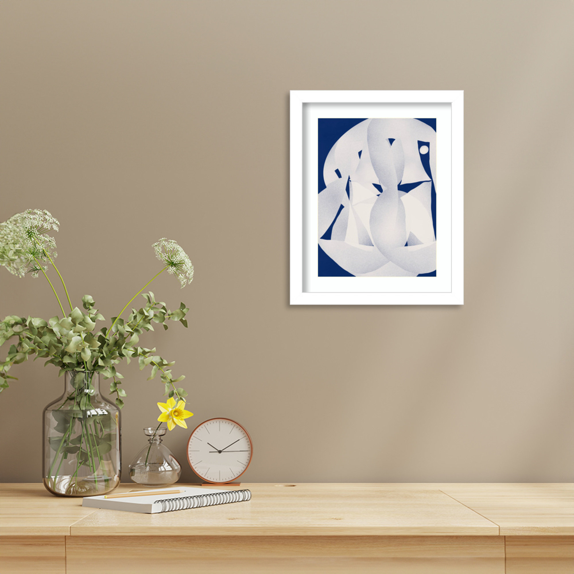 Paper Sculpture Abstract by Little Dean Wood Framed Wall Art Print, White, 13" H x 11" W