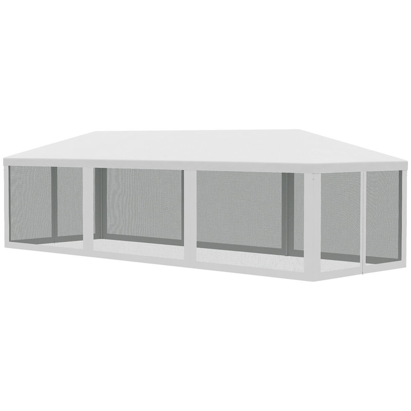 Outsunny 10' Party Tent Canopy, 106.8" H x 230" W x 116.4" D, White
