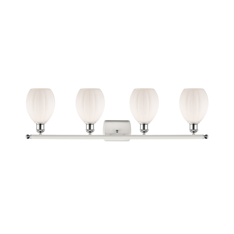 Éclairage pour meuble-lavabo 4 lumières Fleury, Blanc mat, Blanc et chrome poli, Incandescent
