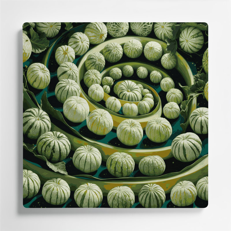 Fruit, melon coréen vert, art mural en métal, H 12 po x l 12 po
