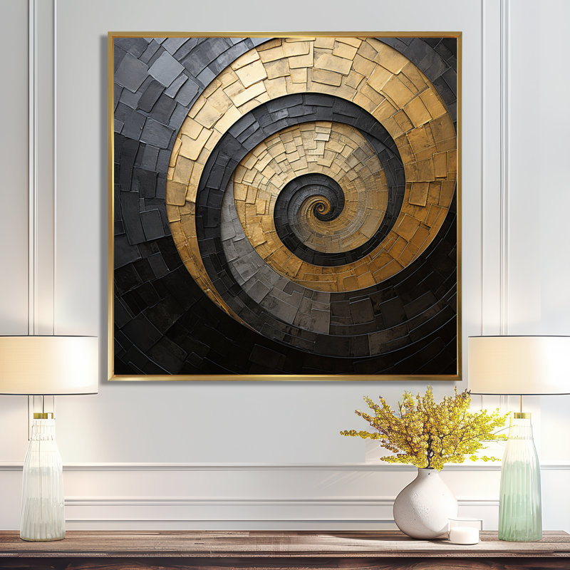 «Matlock - Abstract Spirals», impression sur toile, Toile avec cadre flottant or, 44" H x 44" W