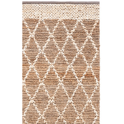 Gascon Natural Fiber Hand Loomed Jute/Cotton Geometric Rug in Natural