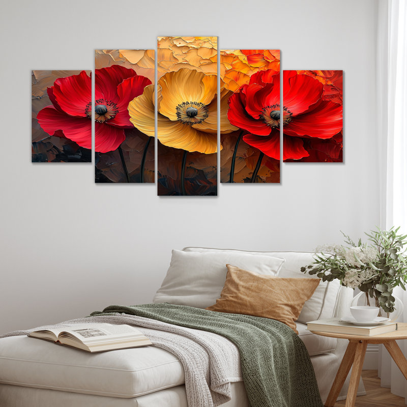 Crimson Serenity of Vibrant Red Poppies II - Art mural coquelicots - Tradi Wall Art Decor diamant