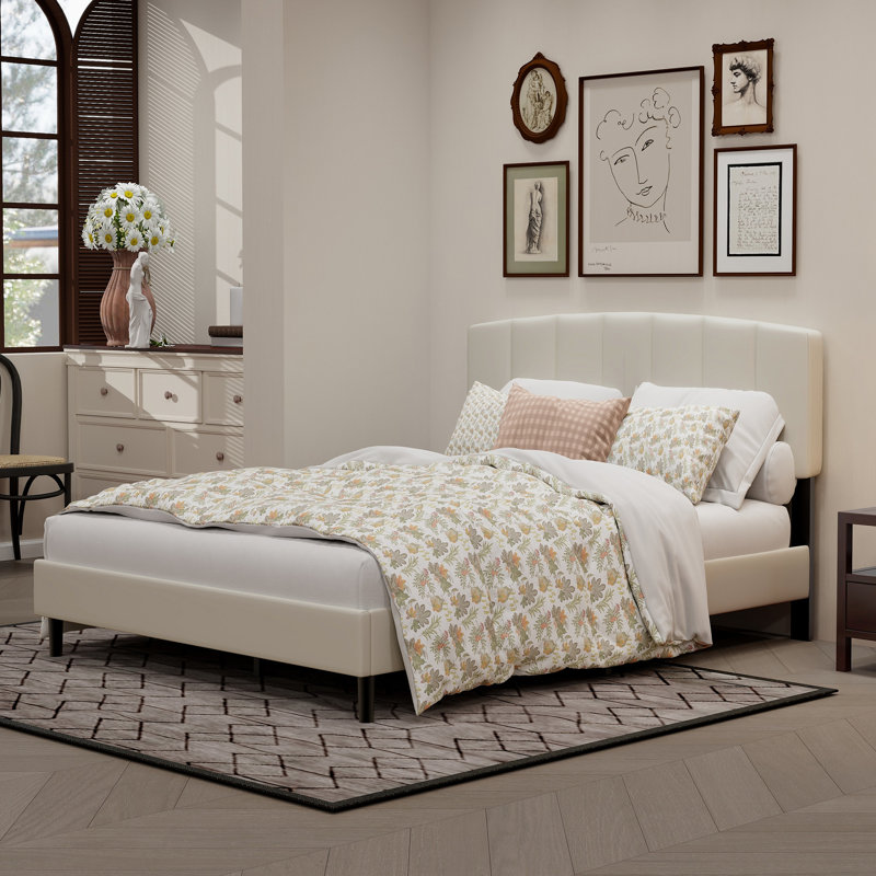 Lit tapissier standard, Grand, Beige