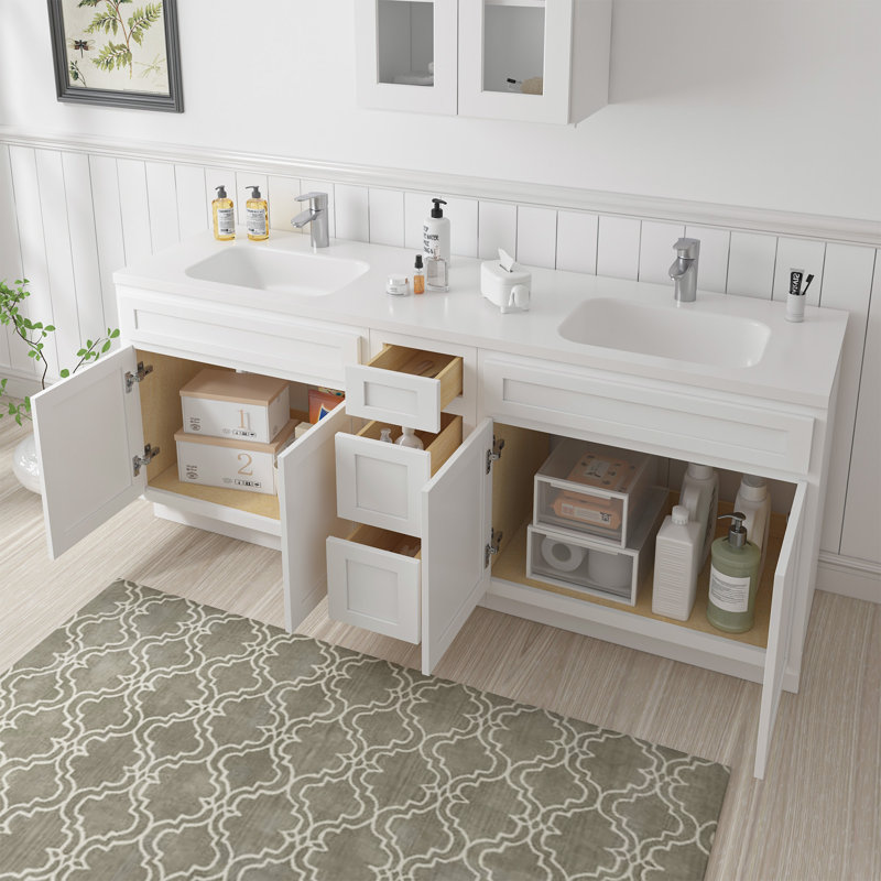 Base de meuble-lavabo double 84 po 84 po seulement, Blanc