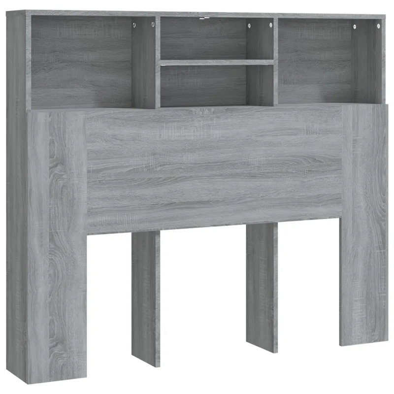 Headboard Cabinet Bedroom Home Indoor Bookcase, Small Double (4'), Grey Sonoma