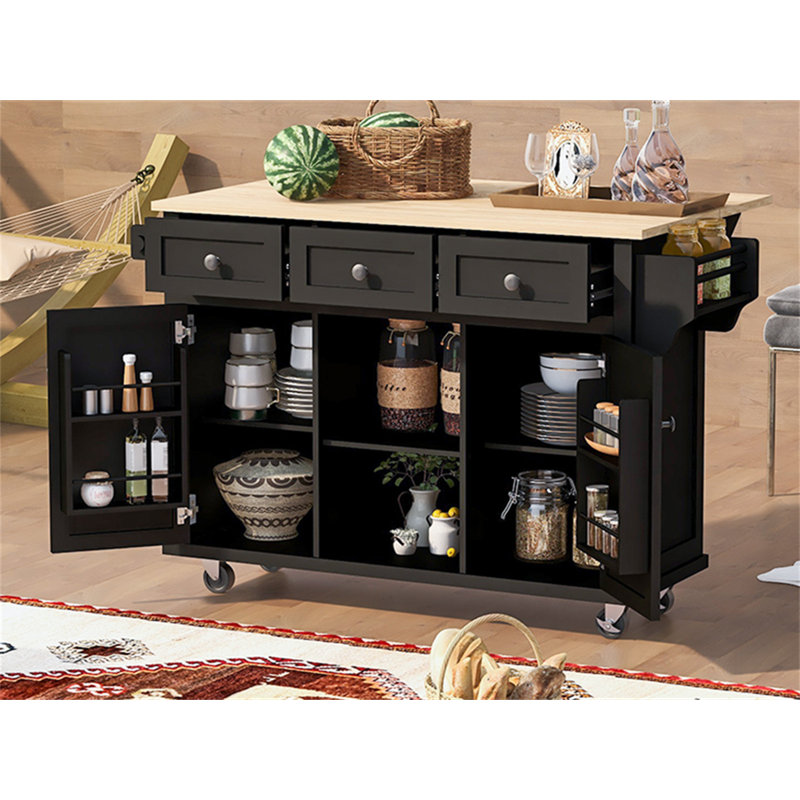 Calice Kitchen Island, Black