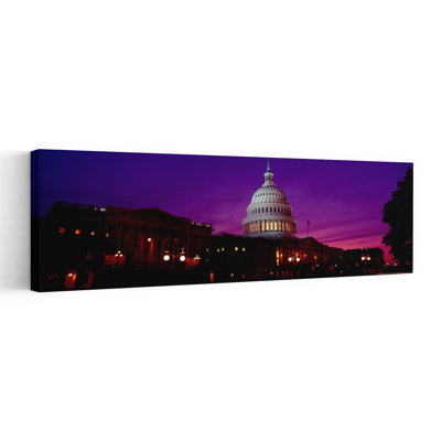 Low Angle View Of A Government Building Lit Up At Twilight, Capitol Building, Washington Dc, Usa Abstract Contemporary Architecture City Wall Art
