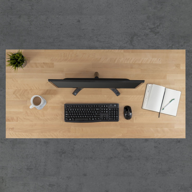 Fontclair Adjustable Metal Base Standing Desk, 32.5" H x 59" W x 29.5" D, Natural Birch/White