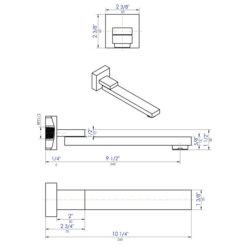 Wall Tub Spout, Brushed Nickel