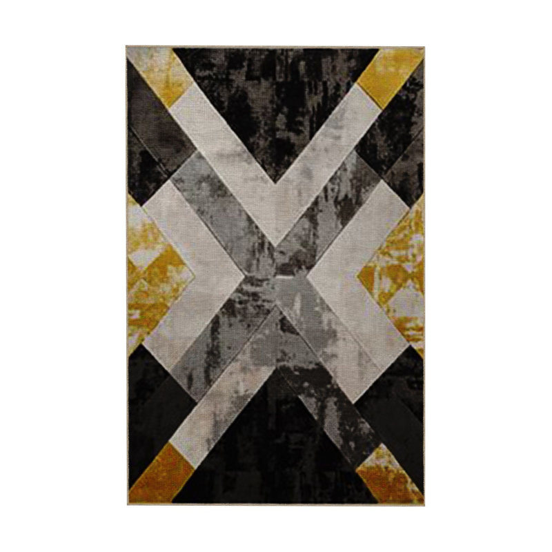 Tapis jaune à motif géométrique jaune, Sous-tapis rectangulaire 4 pi 7 po x 6 pi 7 po inc