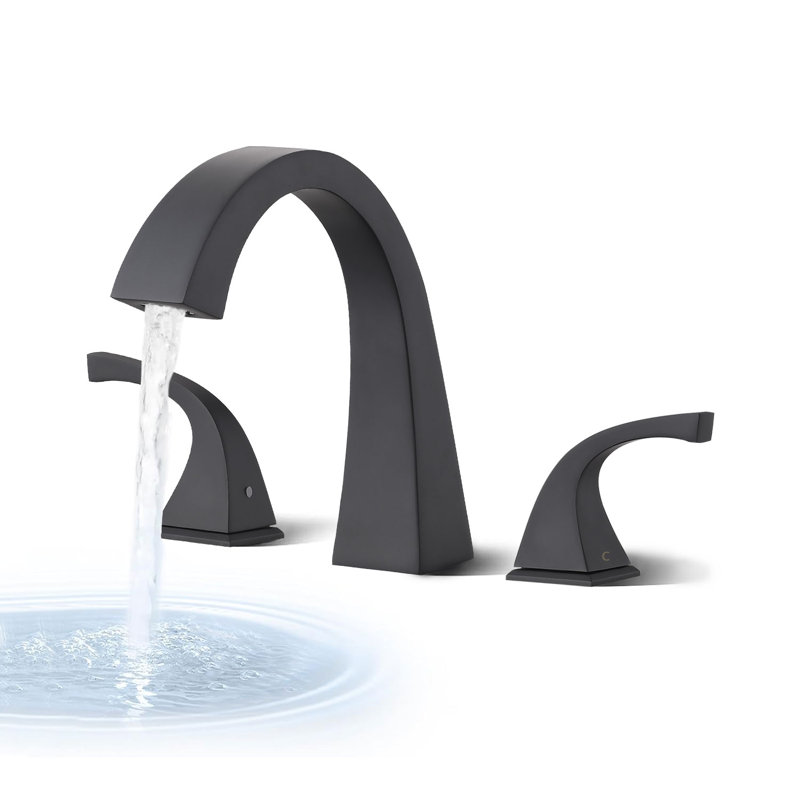Robinet de baignoire romaine, robinet de baignoire à large entraxe à 3 trous, Noir mat