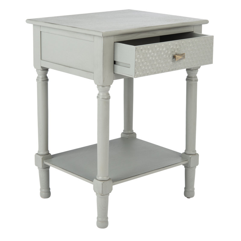 Peters End Table with Storage, Distressed Grey