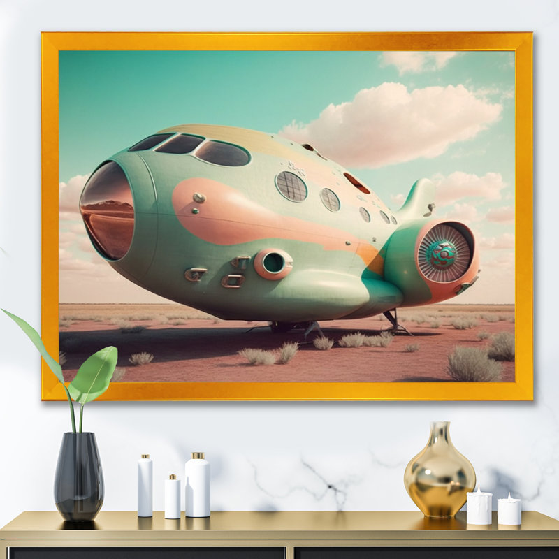 Avion rétro I - train de transport, impressions sur toile, L 40 po x H 30 po, Encadrement doré