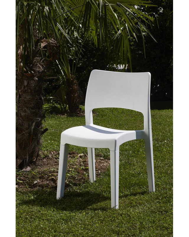 Leda Stacking Patio Dining Armchair, White