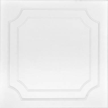 A La Maison Ceilings Bead Board Plain White 1.6 ft. x 1.6 ft. Decorative Foam Glue Up Ceiling Tile (259.2 Sq. ft./Case)