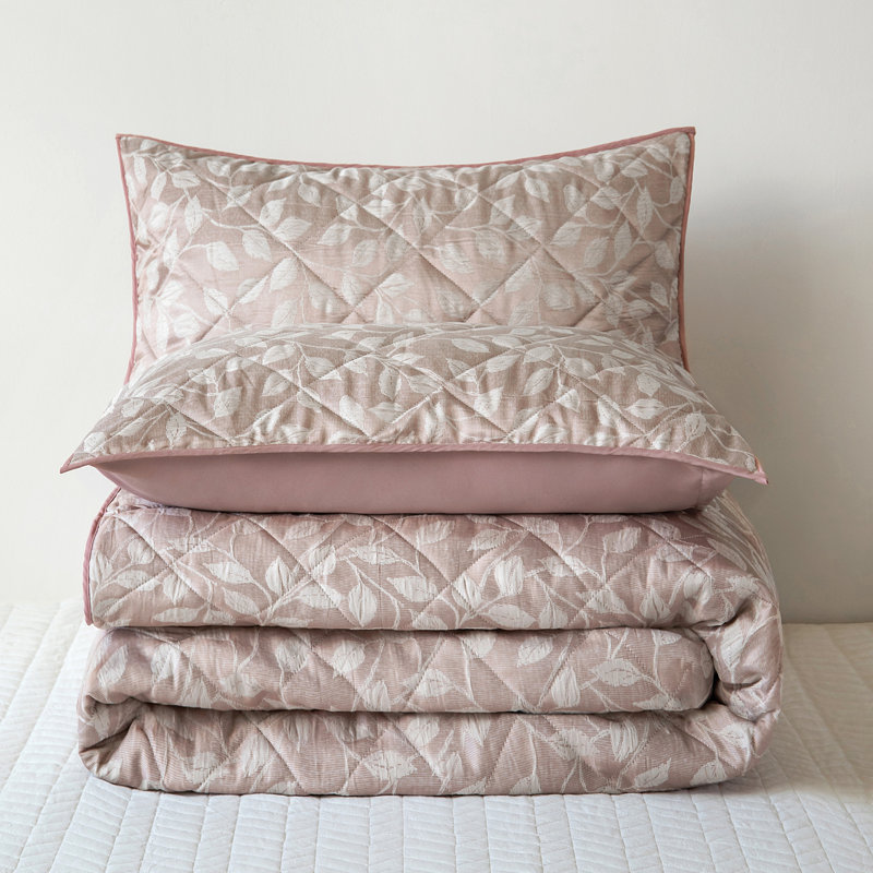 Abhipsa Luxury Jacquard Bedspread Sets, Super King Bedspread - 2 Shams, Blush