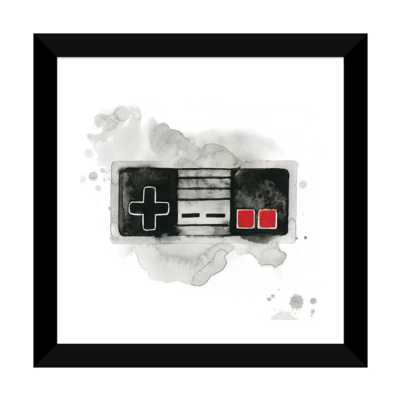 « Gamer I » par Grace Popp-impression d’art graphique, Papier encadré noir, Blanc, H 16 po x l 16 po x p 1 po