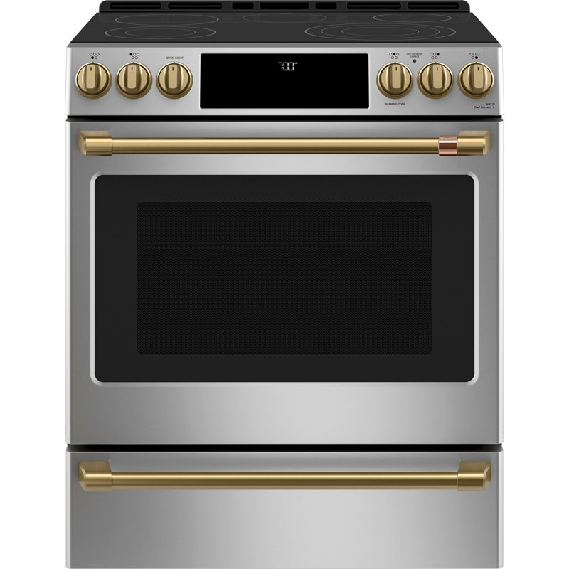 Front Control Electric Range Handle Kit, Brushed Brass