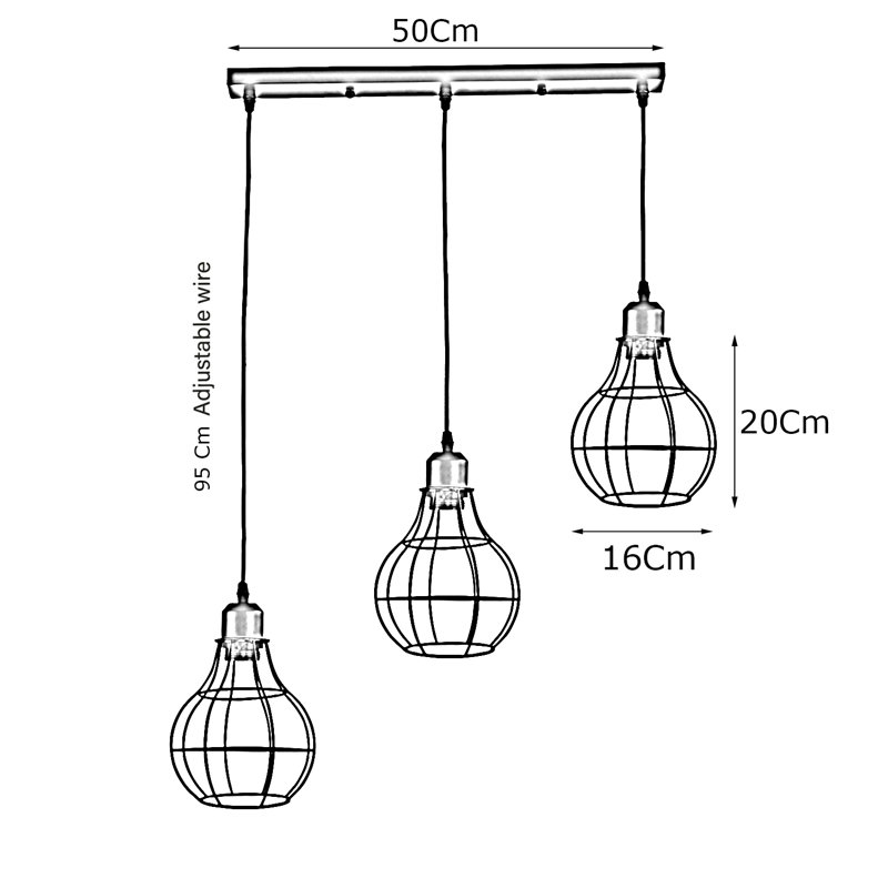 Lorford 3 - Light Brushed Silver Kitchen Island Pendant