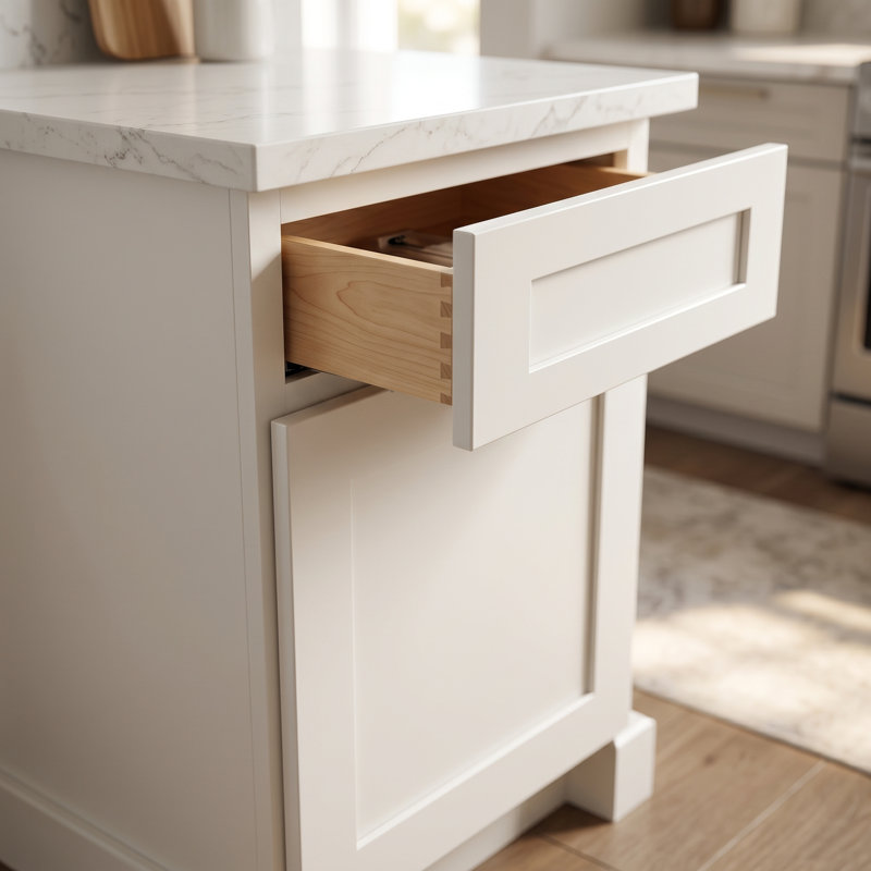 12" Soft White Shaker Ready-to-Assemble Base Cabinet with Solid Wood Doors and Soft-Close Dovetail Drawers