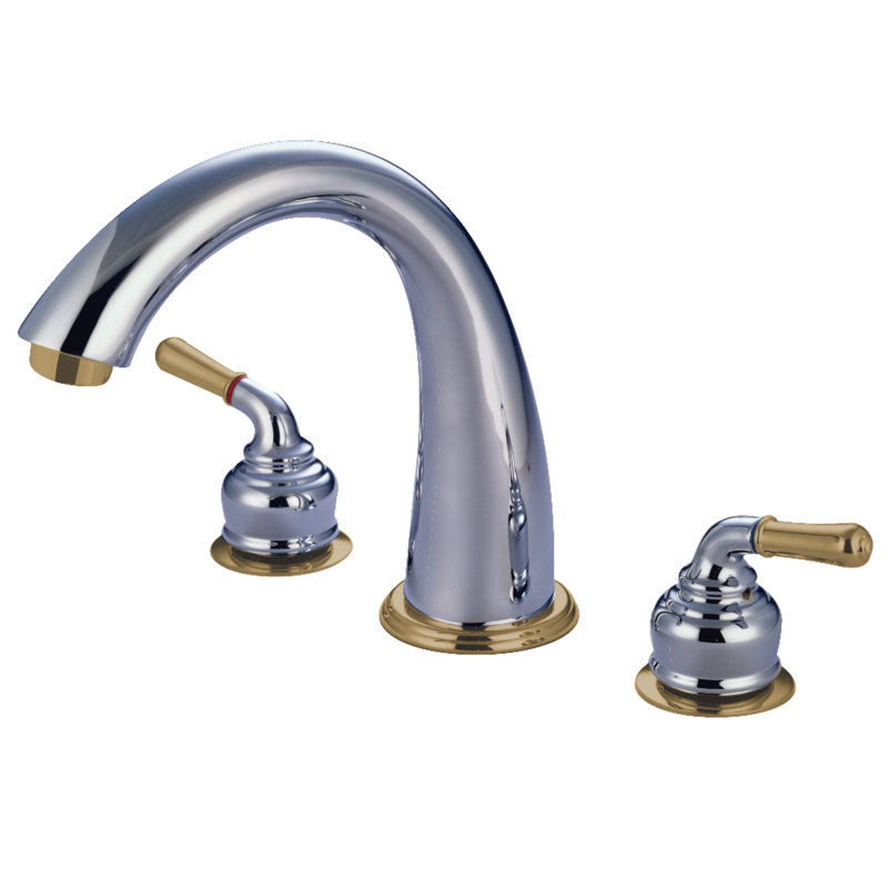 Robinet de baignoire romaine à 3 poignées et 3 poignées Kingston Brass, Chrome poli / Laiton poli