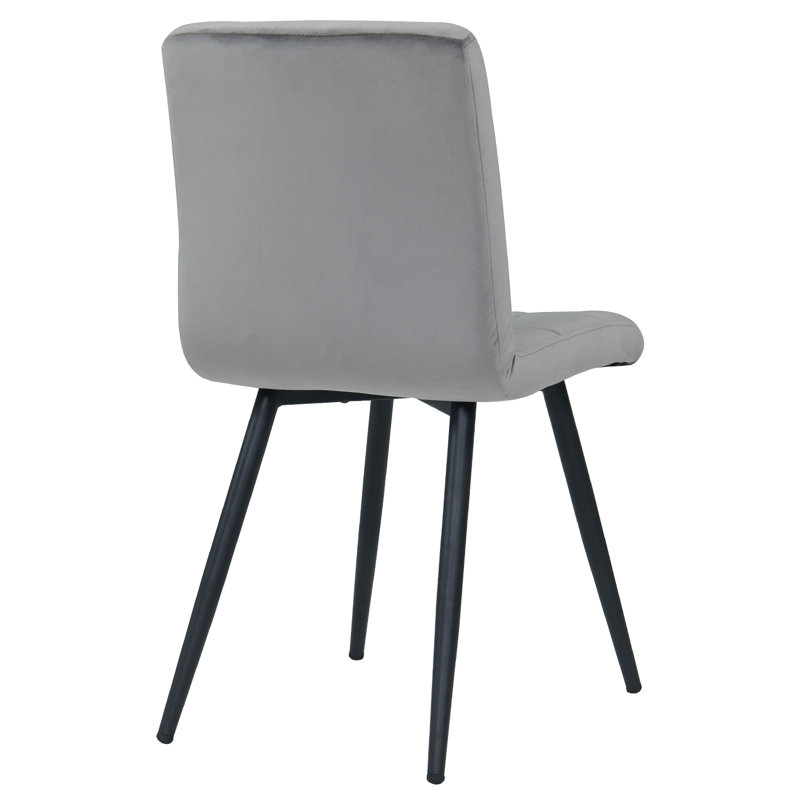 Furst 17.75'' H Tufted Velvet Upholstered Metal Side Chair, Gray