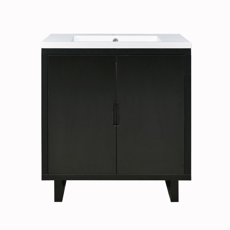 Jantinus Single Bathroom Vanity with Resin Top, Black