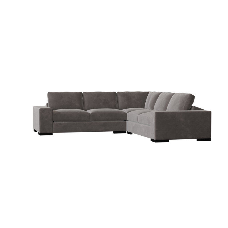 Brann Upholstered L-Shaped Sectional Symmetrical, Lena Seagull, Black