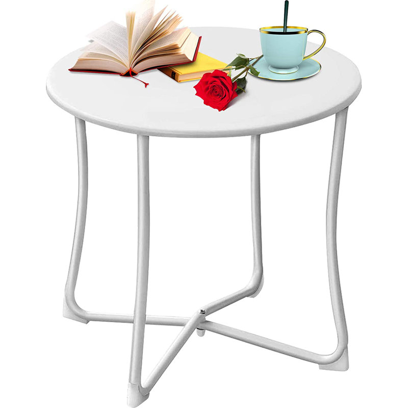 Neston Metal Patio Table Heavy Duty Weather Resistant Anti-Rust Outdoor Coffee Table, White