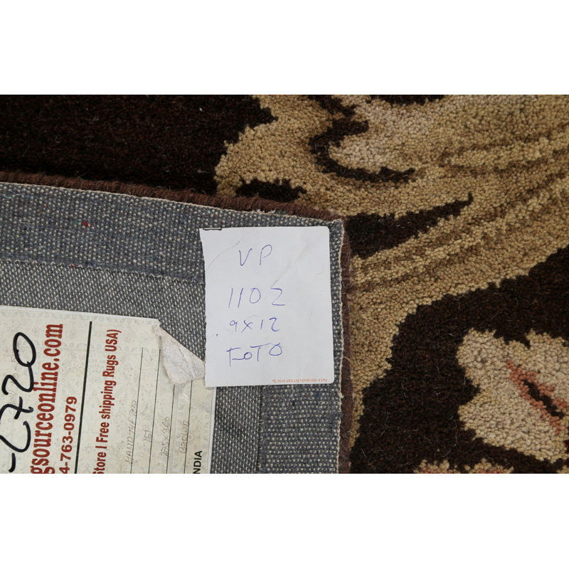 Tapis brun / beige en laine touffeté à la main Mazelina, Rectangle 9 pi x 12 pi
