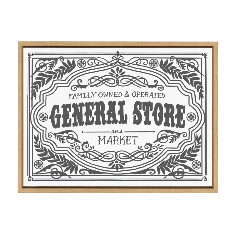 General Store Family BW by Border Bloom Framed Canvas Wall Art Print