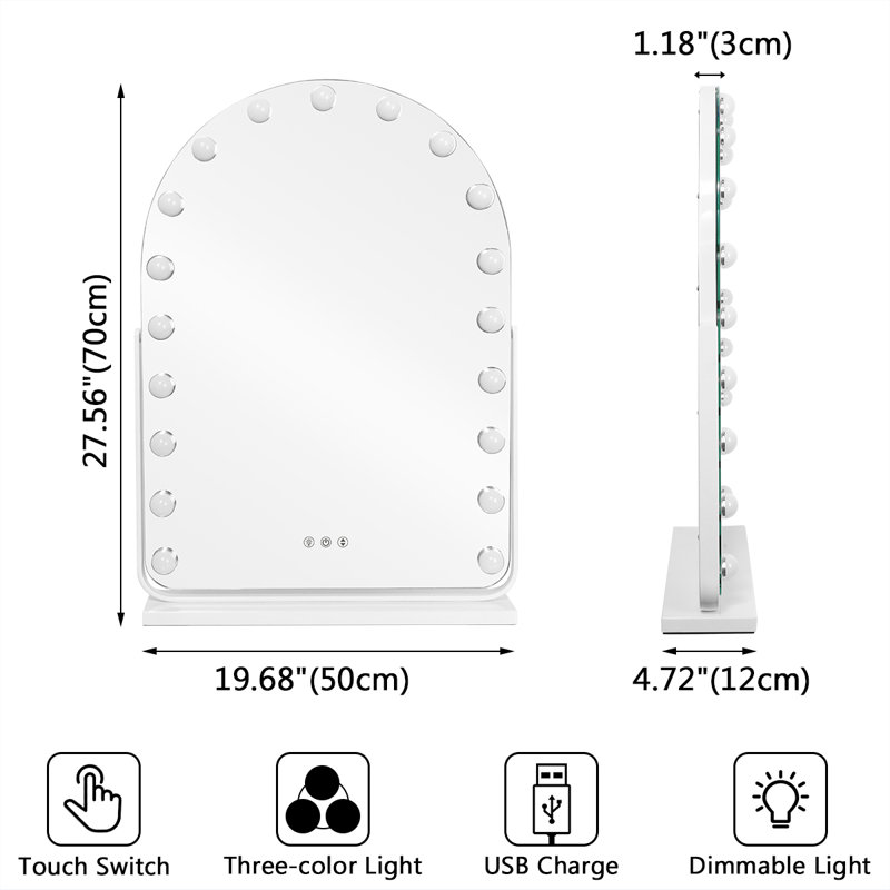 Ensoll Arch Lighted Makeup Mirror With 19 Dimmable LED Lights And 360 Degree Rotation