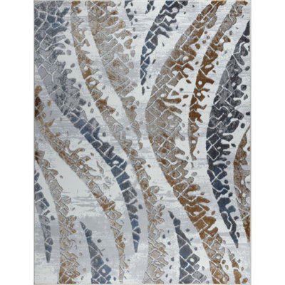 Elegant White Polyester Modern Rug Perfect For High Traffic & Pet-friendly Spaces