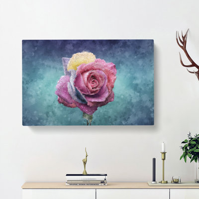 Multi-Coloured Rose Flower - Wrapped Canvas
