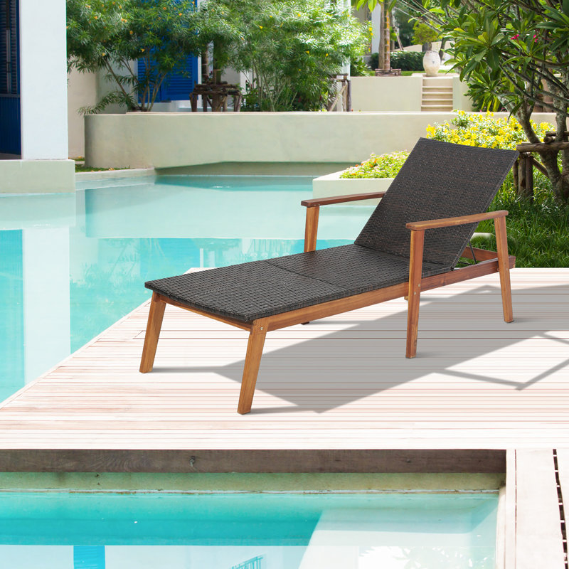 Degory Outdoor Wood Chaise Lounge