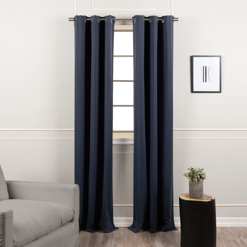Lympsham Blackout Curtain Panel Pair, Navy, 40" W x 84" L