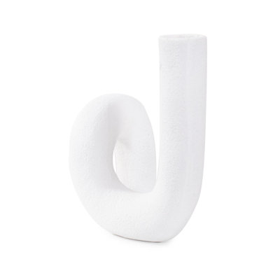 White Abstract Curved Tube Vase Tall