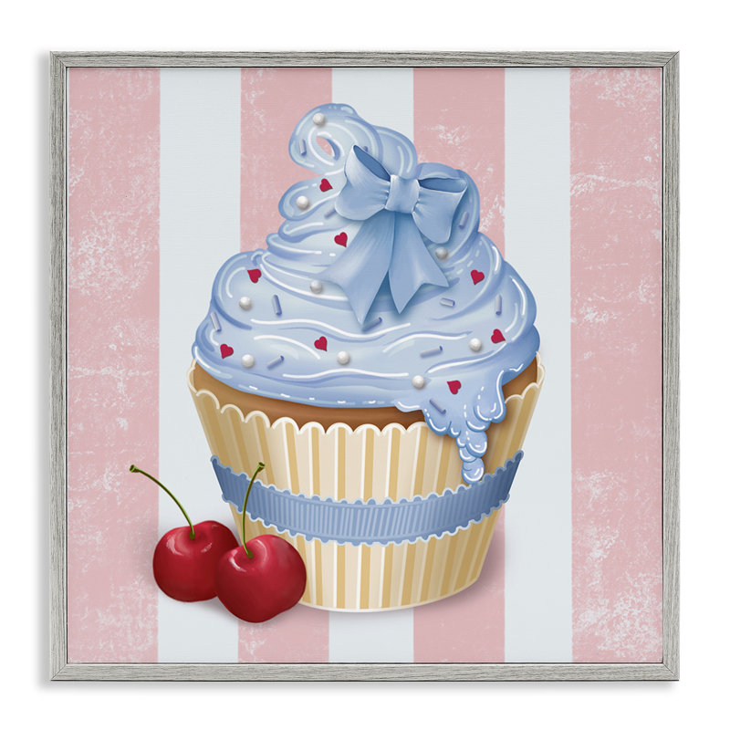 Giclée encadrée de petits gâteaux et cerises pastel, design par Lori Mosley, H 12 po x l 12 po, Estampe numérique Farmhouse
