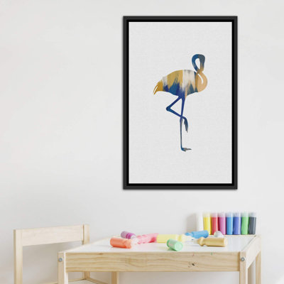 Flamant bleu et jaune - impression d'art graphique