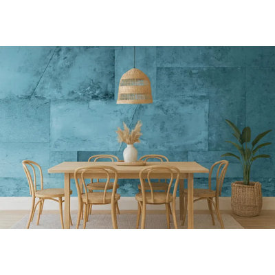 Ocean Teal Stone Panel Wall Mural
