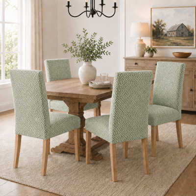 4 Piece Stretch Jacquard Dining Chair Slipcovers, Elastic Parsons Chair Covers Set of 4