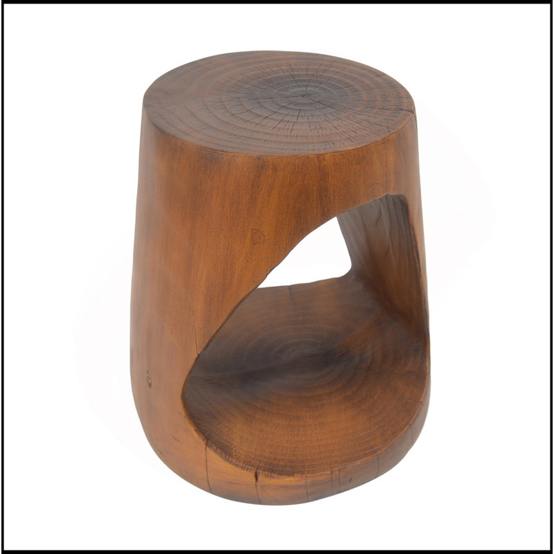 Table d'appoint ronde creuse avec texture semblable au bois, durable et polyvalente pour une utilisation intérieure et extérieure
