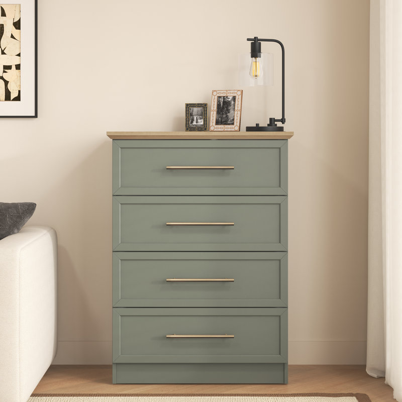 Cleverdon Feya 4 Drawer Chest Of Drawer, Kale Green